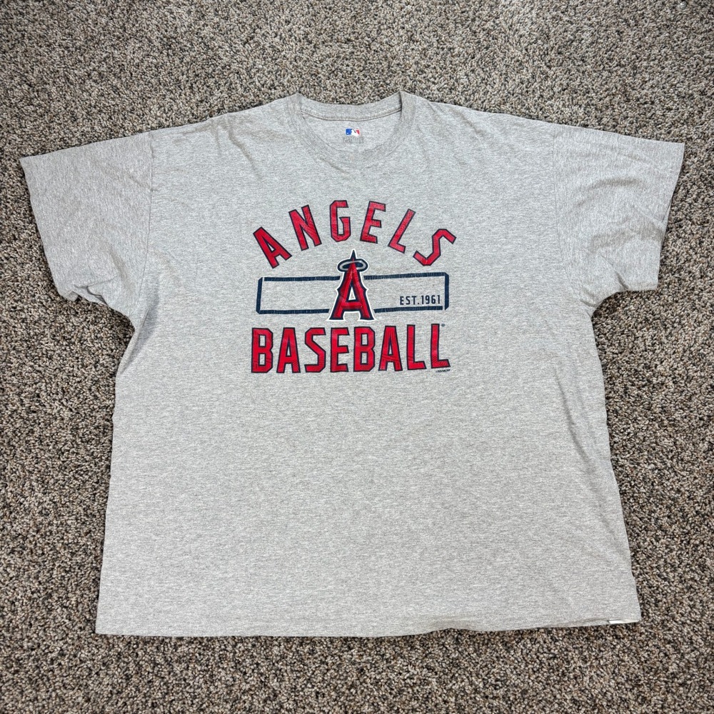 MLB Los Angeles Angels Men's 2XL Baseball Graphic T-Shirt Gray XXL Short Sleeve